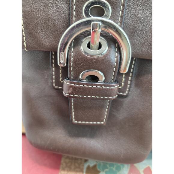 Vtg Coach Soho Luxury Satchel Purse Brown C0GZ-8A09 Double Handle Buckle Pockets - Picture 4 of 15